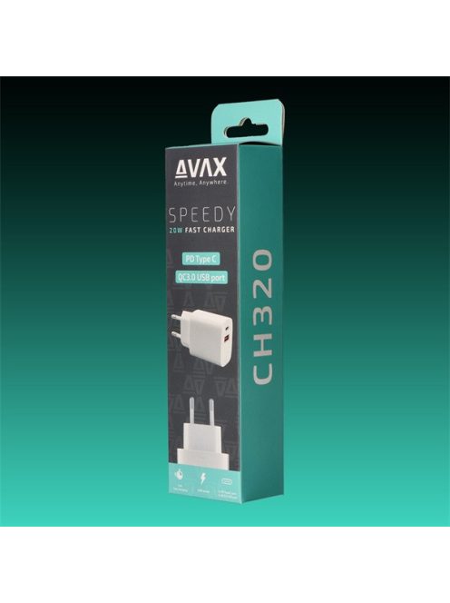 AVAX Hálózati töltő USB-A USB-C 20W, fehér