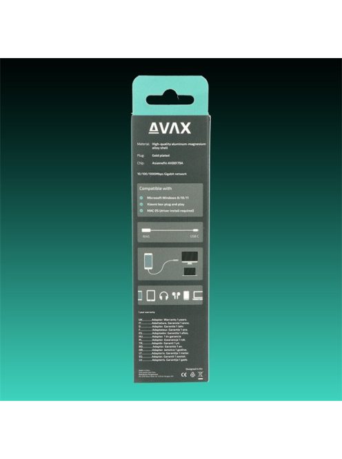 AVAX Átalakító adapter USB-C 3.2 - Ethernet Gigabit port
