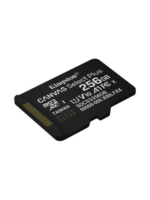 KINGSTON Memóriakártya MicroSDXC 256GB Canvas Select Plus Gen3 150R A1 Adaprer nélkül