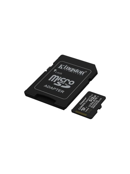 KINGSTON Memóriakártya MicroSDXC 512GB Canvas Select Plus Gen3 150R A1 + Adaprer