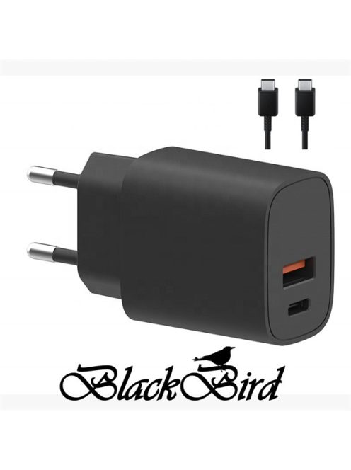 BLACKBIRD Hálózati Adapter T131 25W + Type-C kábel 1m, Fekete