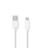 Nedis CCGB60600WT20 USB-A dugó - USB-C (USB C) dugó kábel, 60W, fehér, 2m