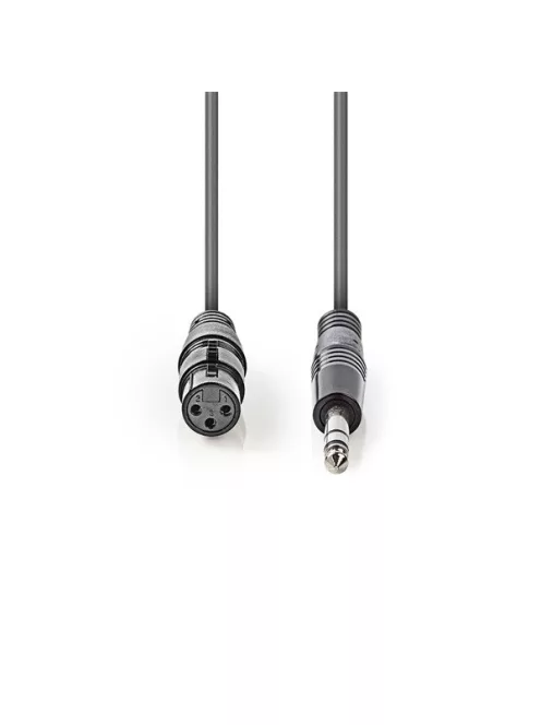 Nedis COTH15110GY15 balanced/szimmetrikus félprofi audio kábel, 6.35mm sztereo jack - 3p XLR aljzat, 1,5m