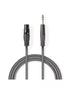 Nedis COTH15110GY15 balanced/szimmetrikus félprofi audio kábel, 6.35mm sztereo jack - 3p XLR aljzat, 1,5m