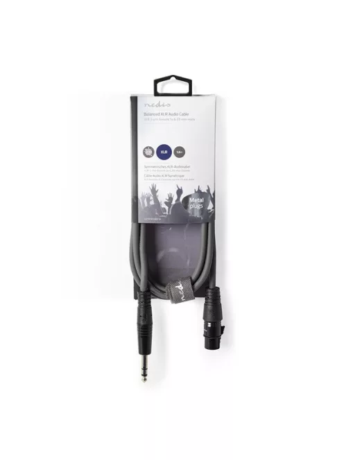 Nedis COTH15110GY15 balanced/szimmetrikus félprofi audio kábel, 6.35mm sztereo jack - 3p XLR aljzat, 1,5m