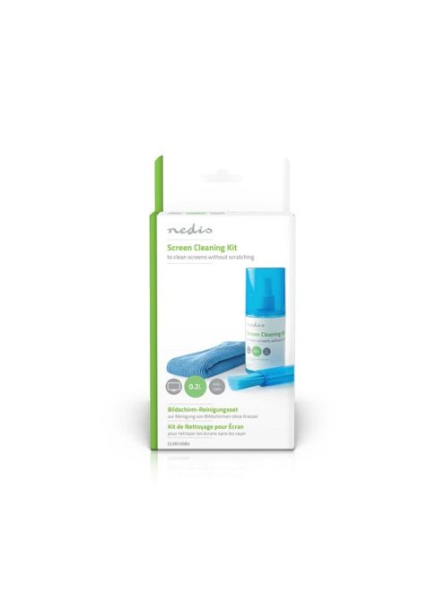 Nedis CLSN120BU LCD TV / nonitor kijelző / képernyő tisztító készlet, 200 ml, tisztító kendő, porecset
