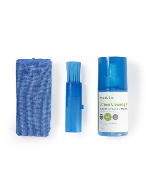 Nedis CLSN120BU LCD TV / nonitor kijelző / képernyő tisztító készlet, 200 ml, tisztító kendő, porecset