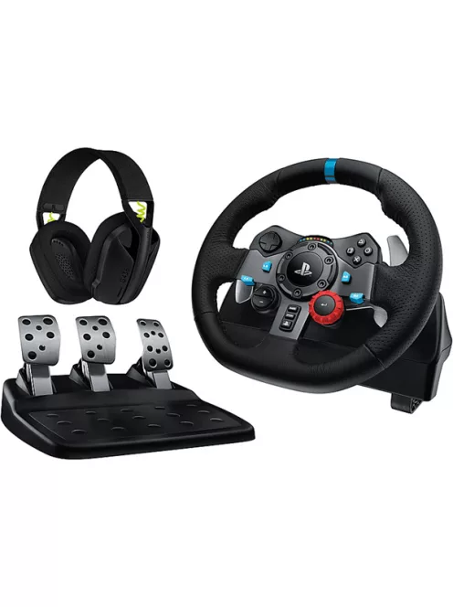 LOGITECH Játékvezérlő - G29 Driving Force Racing Kormány PS3/PS4/PS5/PC +  G435 Vezeték nélküli Gaming headset, fekete