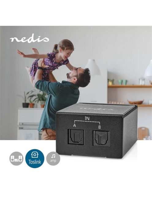 Nedis ASWI2512BK digitális audio kapcsoló 2x Toslink
