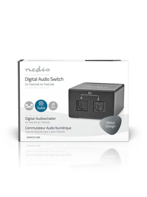 Nedis ASWI2512BK digitális audio kapcsoló 2x Toslink