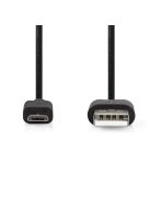 Nedis CCGL60500BK30 USB 2.0  USB-A dugó  - USB Micro-B dugó  11 W 480 Mbps, 3m