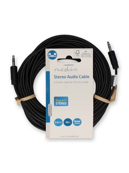 Nedis CAGL22000BK100 sztereo audio kábel, 3,5 mm jack dugó - 3,5 mm jack dugó, 10m