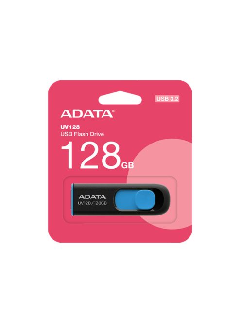 ADATA Pendrive 128GB, UV128 USB 3.2, Fekete-kék