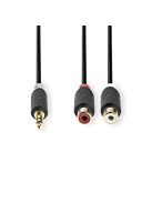 Nedis CABW22250AT02 sztereo audió kábel 3,5mm sztereo jack - 2x RCA aljzat,  Aranyozott,  0,20m