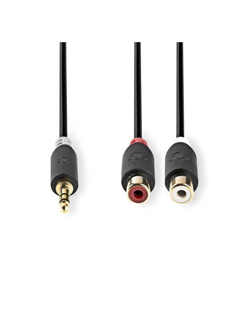 Nedis CABW22250AT02 sztereo audió kábel 3,5mm sztereo jack - 2x RCA aljzat,  Aranyozott,  0,20m