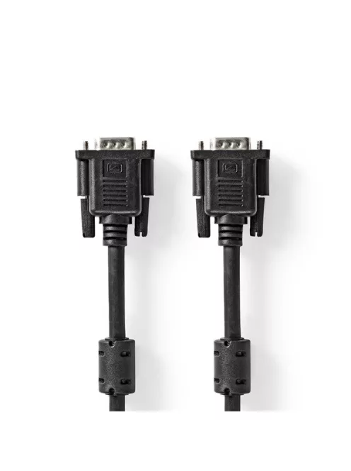 Nedis CCGL59000BK20, VGA kábel, VGA dugó Nikkelezett Maximális felbontás: 1280x768, hossz: 2m