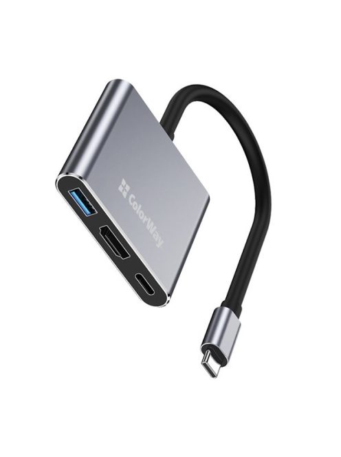 COLORWAY USB hub (dokkolóállomás) ColorWay USB-C 3 az 1-ben Type C PD 100W/USB3.0/HDMI 4K (CW-HUB08)