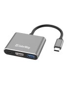 COLORWAY USB hub (dokkolóállomás) ColorWay USB-C 3 az 1-ben Type C PD 100W/USB3.0/HDMI 4K (CW-HUB08)
