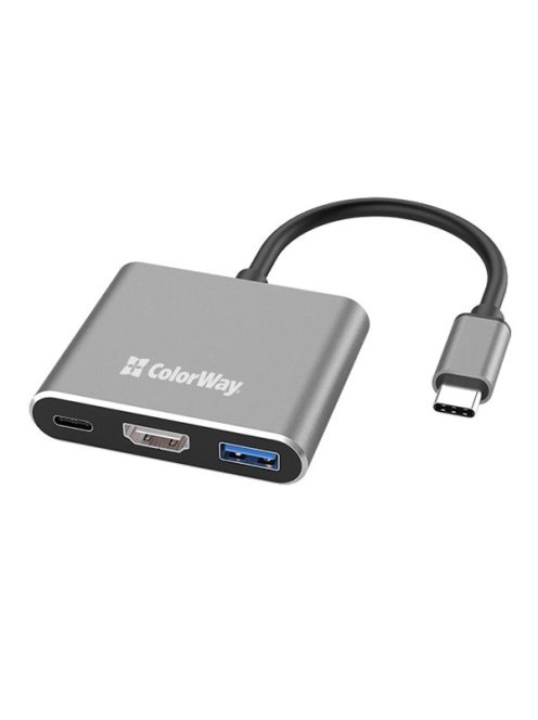 COLORWAY USB hub (dokkolóállomás) ColorWay USB-C 3 az 1-ben Type C PD 100W/USB3.0/HDMI 4K (CW-HUB08)