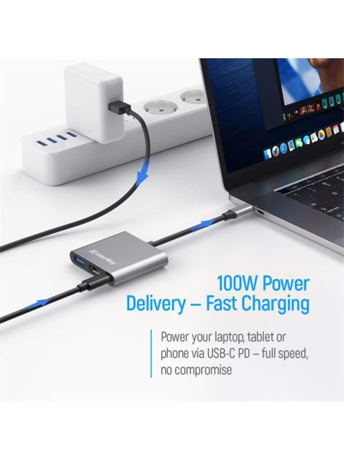 COLORWAY USB hub (dokkolóállomás) ColorWay USB-C 3 az 1-ben Type C PD 100W/USB3.0/HDMI 4K (CW-HUB08)