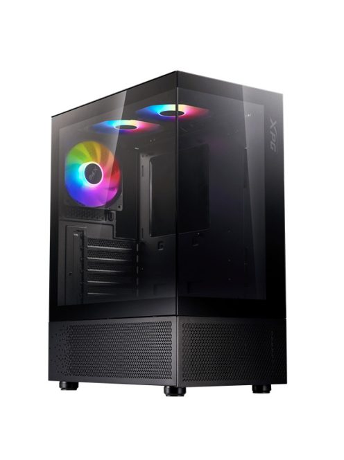 ADATA XPG Ház Midi ATX Invader X Mini, 5x120mm RGB ventilátor, Tápegység nélkül, üvegfalú, fekete