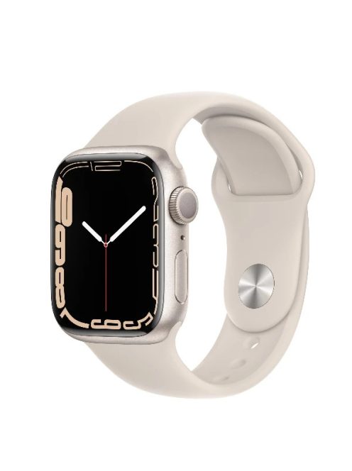 Apple Watch S7 41MM Starlight GPS White Sport Band MG használt okosóra