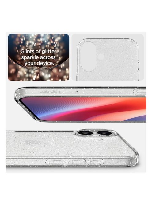 Spigen Liquid Crystal Glitter Apple iPhone 16 tok, Crystal Quartz, átlátszó