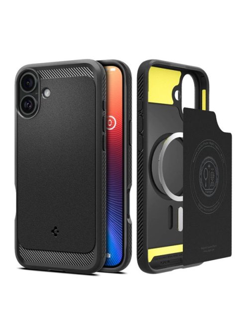 Spigen Rugged Armor MagFit Apple iPhone 16 Plus tok, Matte Black, fekete