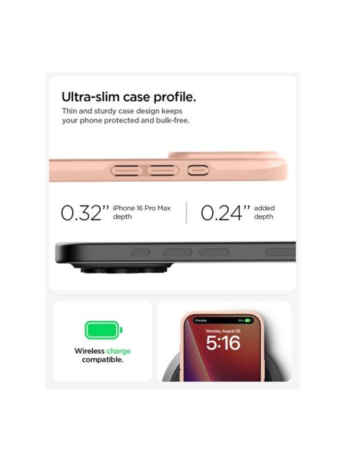 Spigen Thin Fit MagFit Apple iPhone 16 Pro Max tok, Rose Titanium MagSafe, rózsaszín