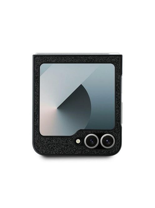 Guess PC/TPU Glitter Flakes Metal Logo Samsung Galaxy Z Flip6 hátlap tok, fekete