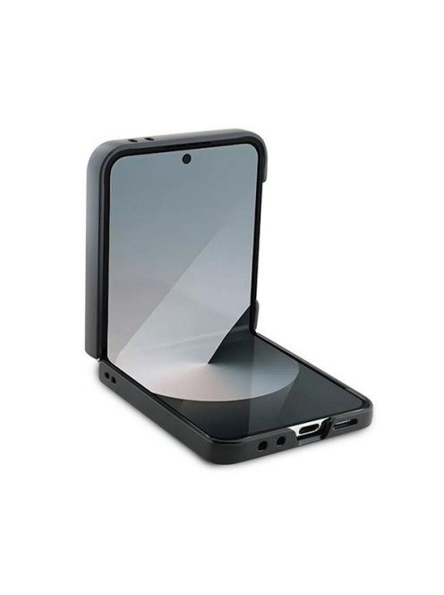 Guess PC/TPU Glitter Flakes Metal Logo Samsung Galaxy Z Flip6 hátlap tok, fekete