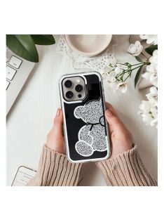 Teddy Bear iPhone 13 Pro csillogó köves tok, ezüst