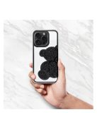 Teddy Bear iPhone 16 csillogó köves tok, fekete