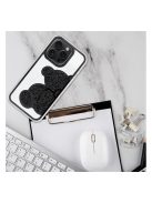 Teddy Bear iPhone 16 csillogó köves tok, fekete
