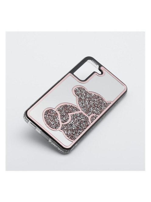 Teddy Bear Samsung Galaxy A14 5G csillogó köves tok, rózsaszín