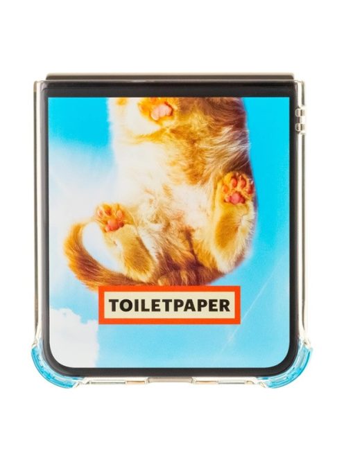 Samsung Galaxy Flip4 Toiletpaper macska mintás gyári tok, kék (GP-FPF721HICLY)