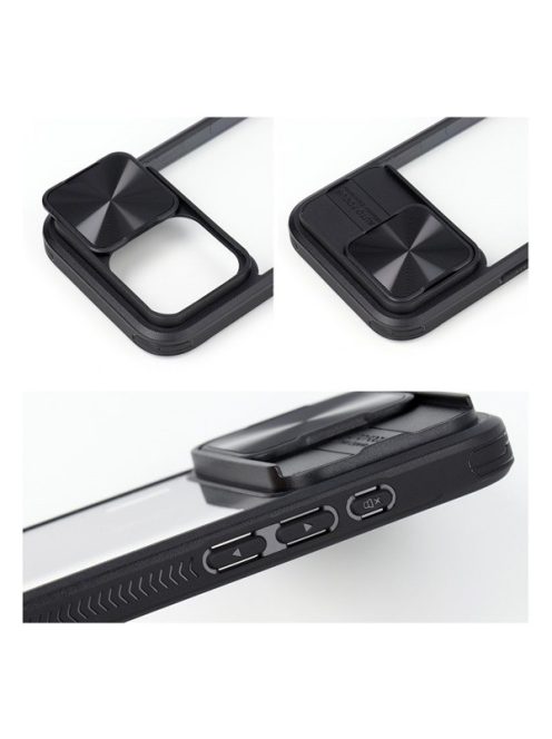 Slider Samsung Galaxy S24 FE kameravédős szilikon tok, fekete