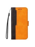 Apple Wooze Colour Wallet iPhone 16 Plus oldalra nyíló tok, stand, kártyatartóval, kézpánttal, narancssárga