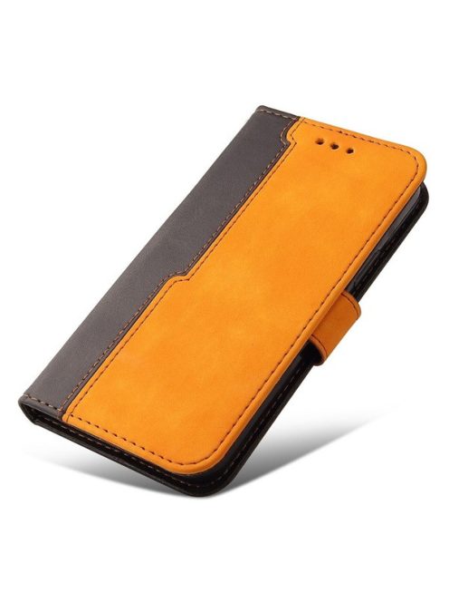 Apple Wooze Colour Wallet iPhone 16 Plus oldalra nyíló tok, stand, kártyatartóval, kézpánttal, narancssárga