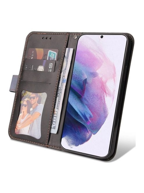 Apple Wooze Colour Wallet iPhone 16 Plus oldalra nyíló tok, stand, kártyatartóval, kézpánttal, szürke