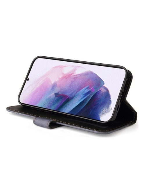 Apple Wooze Colour Wallet iPhone 16 Plus oldalra nyíló tok, stand, kártyatartóval, kézpánttal, szürke