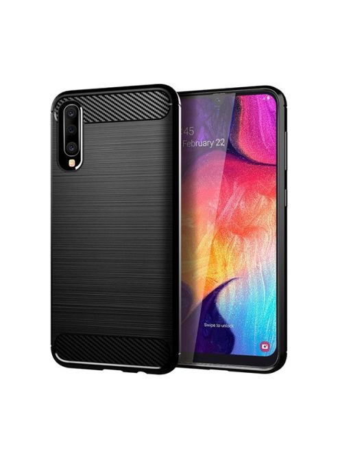 Forcell Carbon hátlap tok, Samsung A505 Galaxy A50, fekete