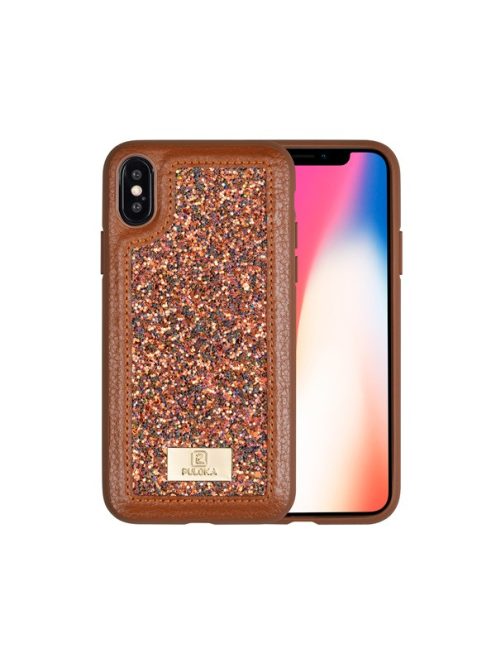 Puloka Glitter prémium hátlaptok Apple iPhone X, barna