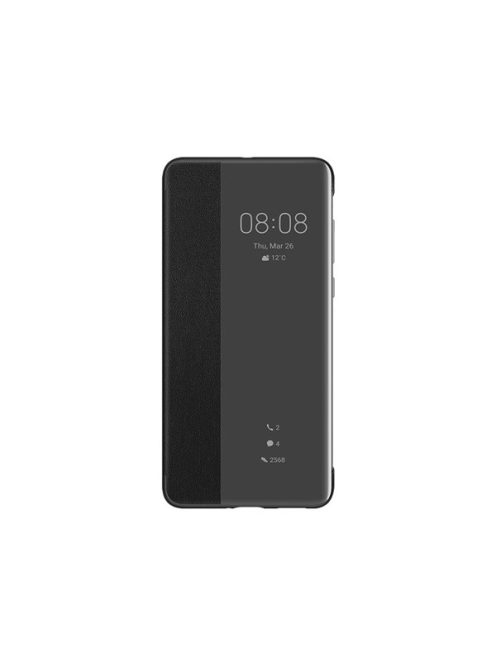 Huawei P40 S-View Cover, gyári flip tok, fekete