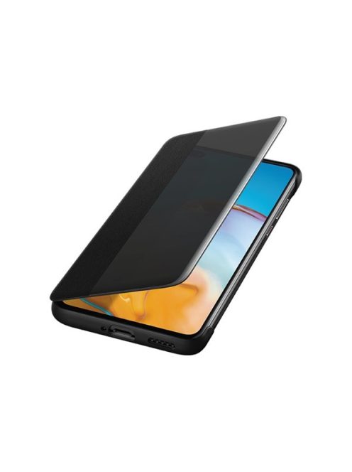 Huawei P40 S-View Cover, gyári flip tok, fekete