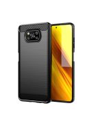 Forcell Carbon hátlap tok Poco X3, fekete