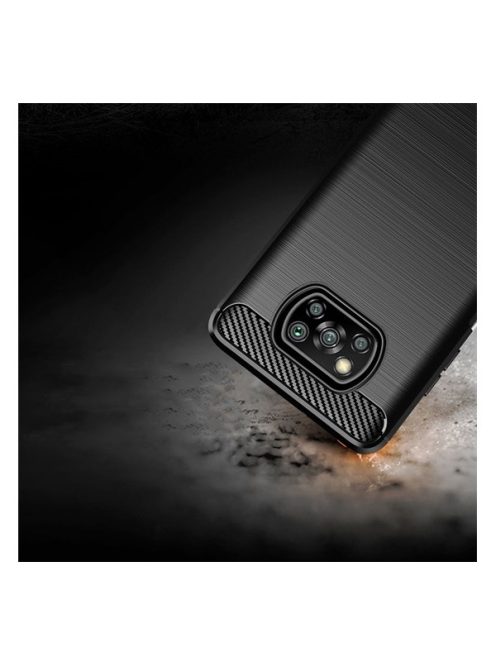 Forcell Carbon hátlap tok Poco X3, fekete