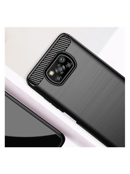 Forcell Carbon hátlap tok Poco X3, fekete