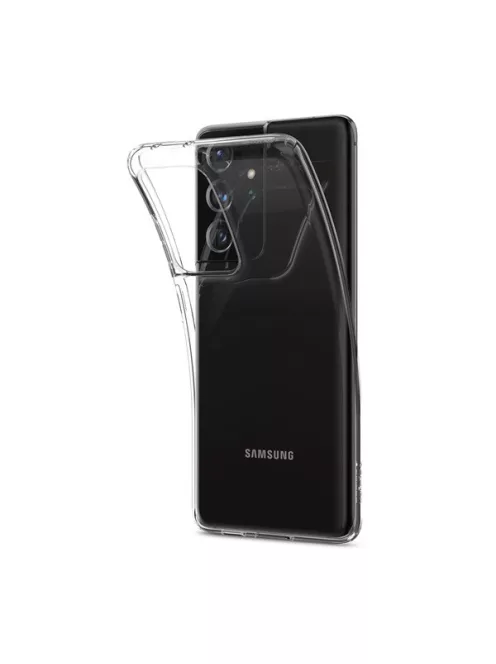 Spigen Crystal Flex Samsung G998 Galaxy S21 Ultra tok, Crystal Clear, átlátszó