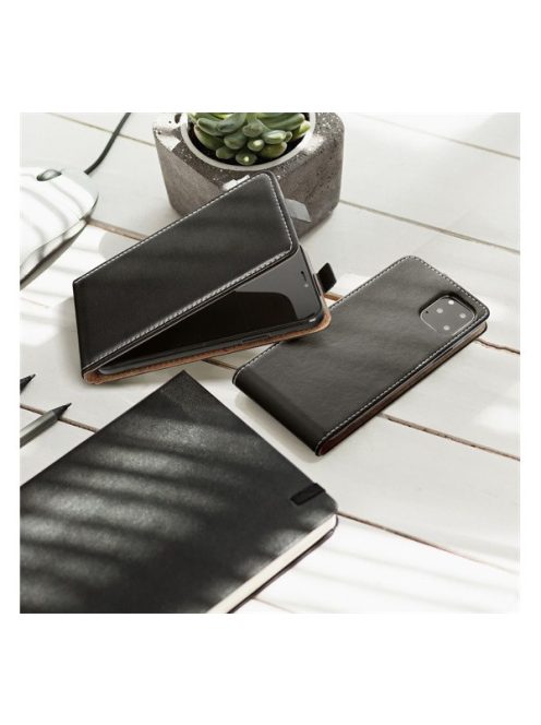 Flip tok szilikon belsővel Samsung A125 Galaxy A12, fekete